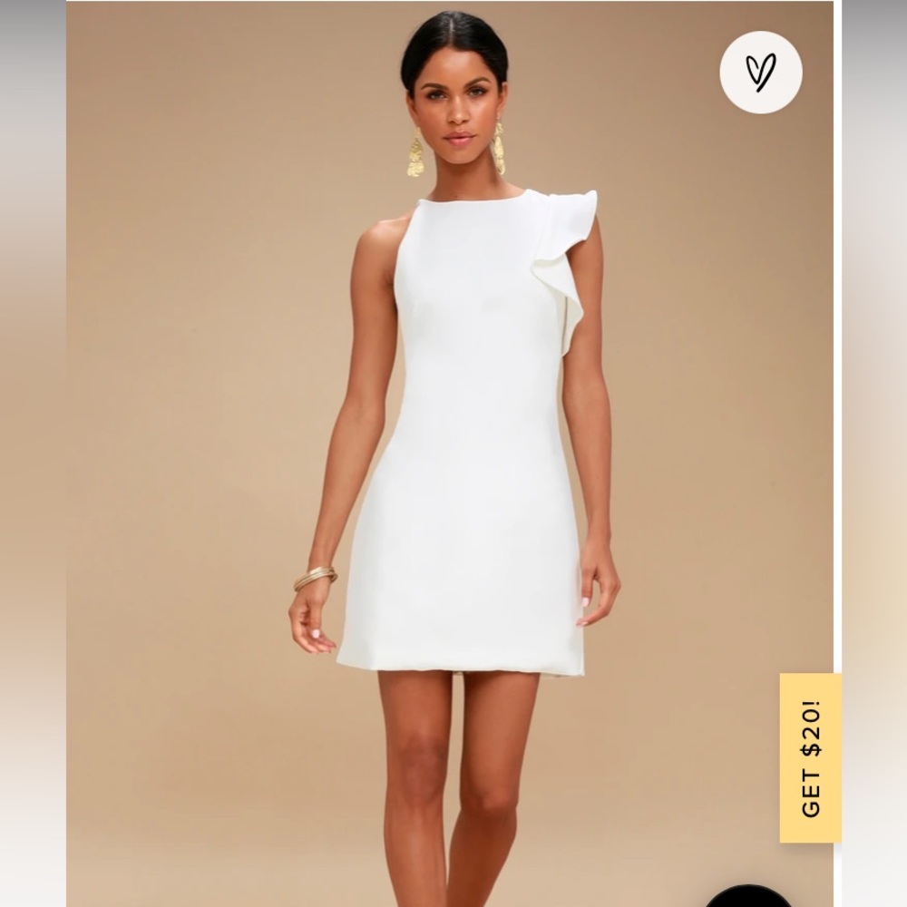 Lulu’s Dinah White/Cream One-Shoulder Dress sz Large NWOT